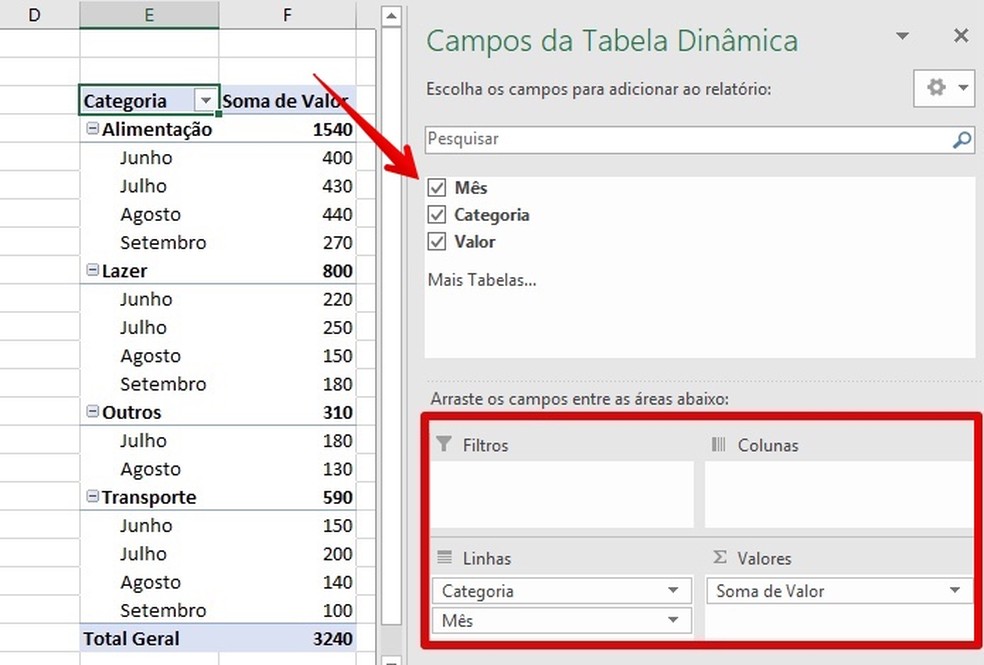 Como fazer uma tabela dinâmica no Excel? Procedimento pode ser realizado facilmente — Foto: Reprodução/Helito Bijora