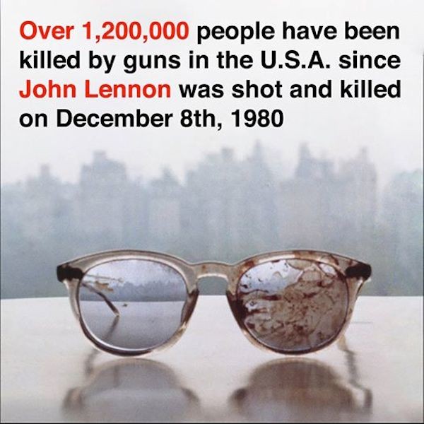 A mensagem compartilhada por Yoko Ono no aniversário de 36 anos da morte de John Lennon (Foto: Facebook)