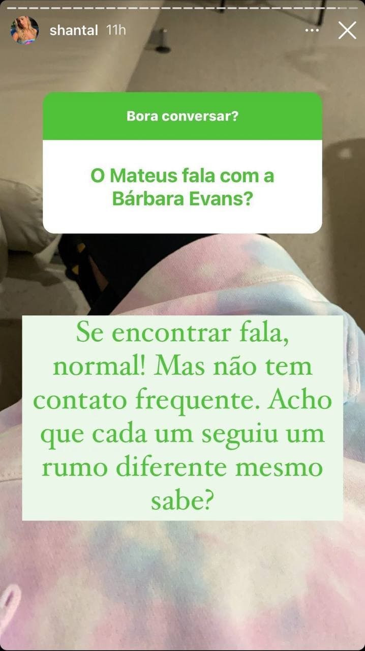 Shantal fala sobre atual relação entre Mateus Verdelho e Bárbara Evans (Foto: Reprodução / Instagram)