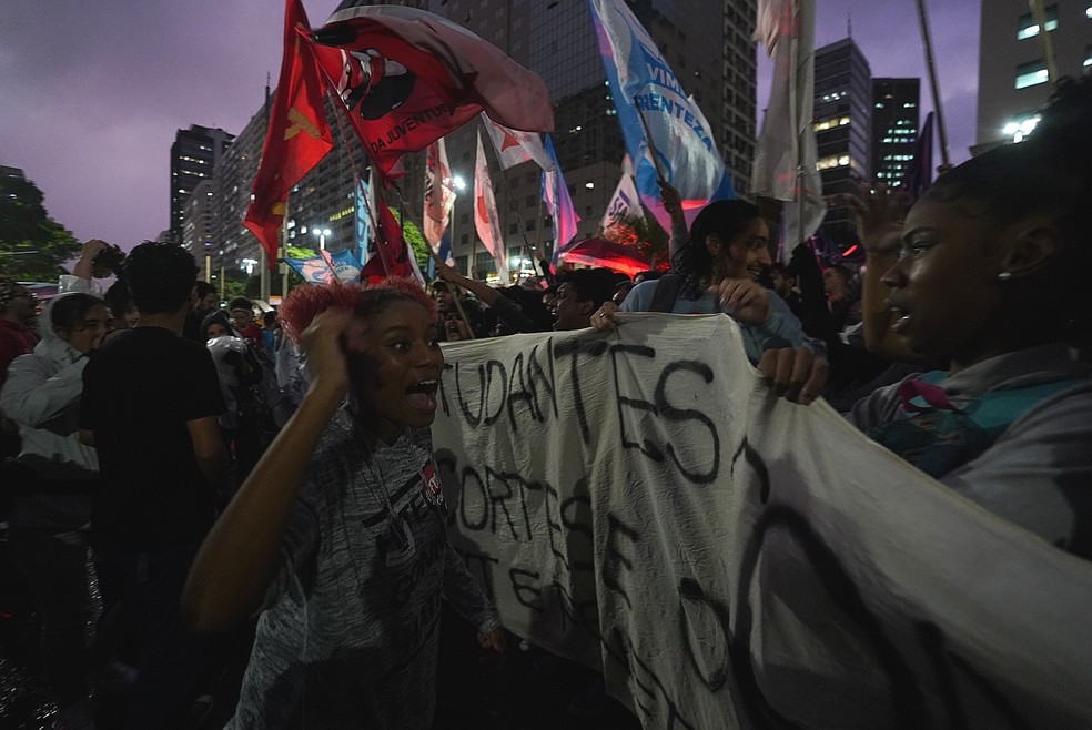 Manifestantes se reúnem no Centro do Rio em ato pela democracia — Foto: Marcos Serra Lima/g1