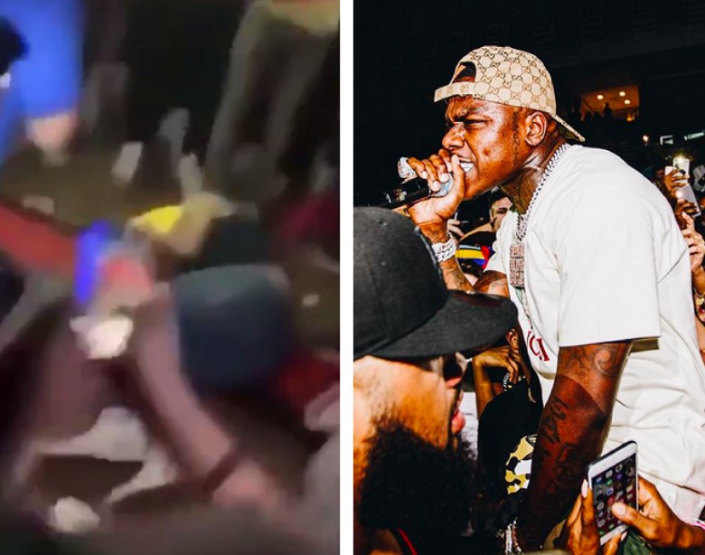 A mulher desacordada no show do rapper DaBaby após ser agredida por um segurança do músico (Foto: Twitter/Instagram)