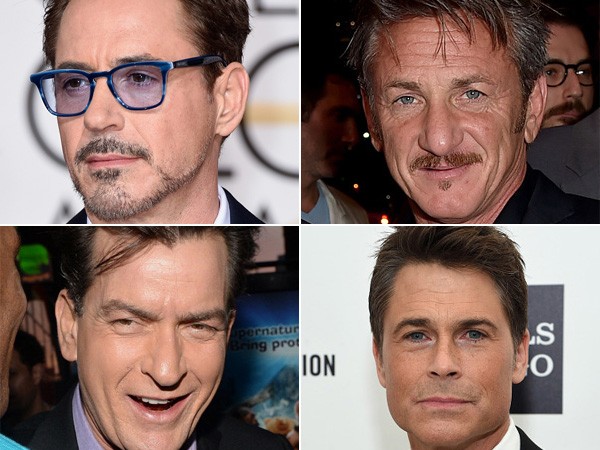 Robert Downey Jr., Sean Penn, Charlie Sheen e Rob Lowe (Foto: Getty Images)