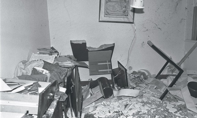 A sala onde explodiu a carta-bomba, na sede da OAB