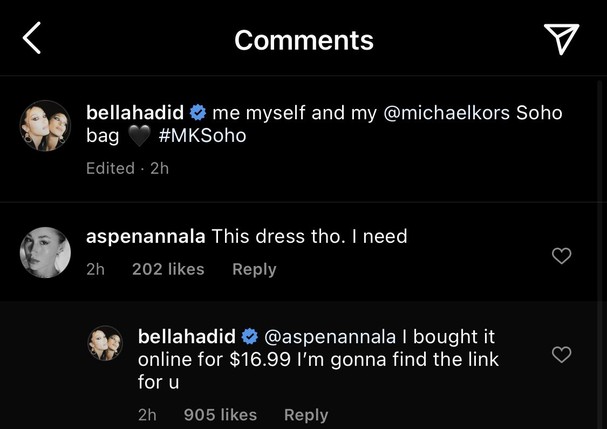 Vestido de R$ 80 usado por Bella Hadid vira assunto nas redes sociais (Foto: Reprodução/Instagram)