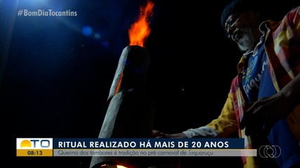 Queima dos tambores é tradição de pré-carnaval há mais de 20 anos em Taquaruçu
