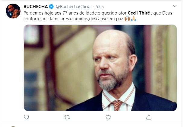 Buchecha se despede de Cecil Thiré (Foto: Reprodução Twitter e Reprodução Instagram)