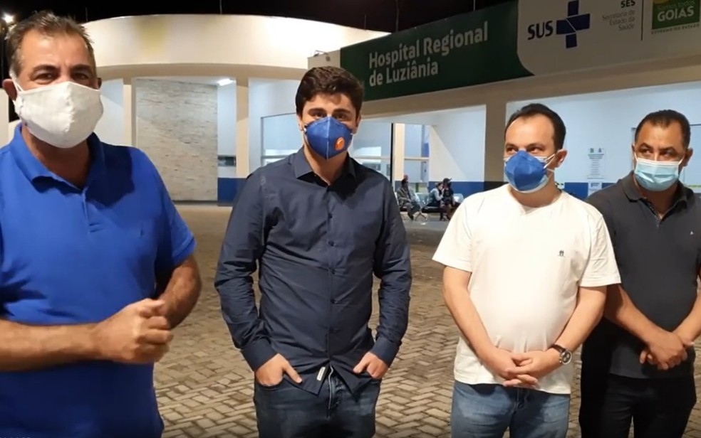 Fábio Correa (PP), de Cidade Ocidental; Diego Sorgato (DEM), de Luziânia; Pábio Mossoró (MDB), de Valparaíso de Goiás; e Carlinhos do Mangão (PL), de Novo Gama Goiás — Foto: Reprodução/Instagram