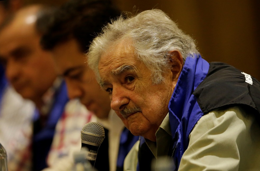 Ex-presidente uruguaio, Pepe Mujica, durante reunião no Equador, em imagem de arquivo. — Foto: Reuters/Henry Romero