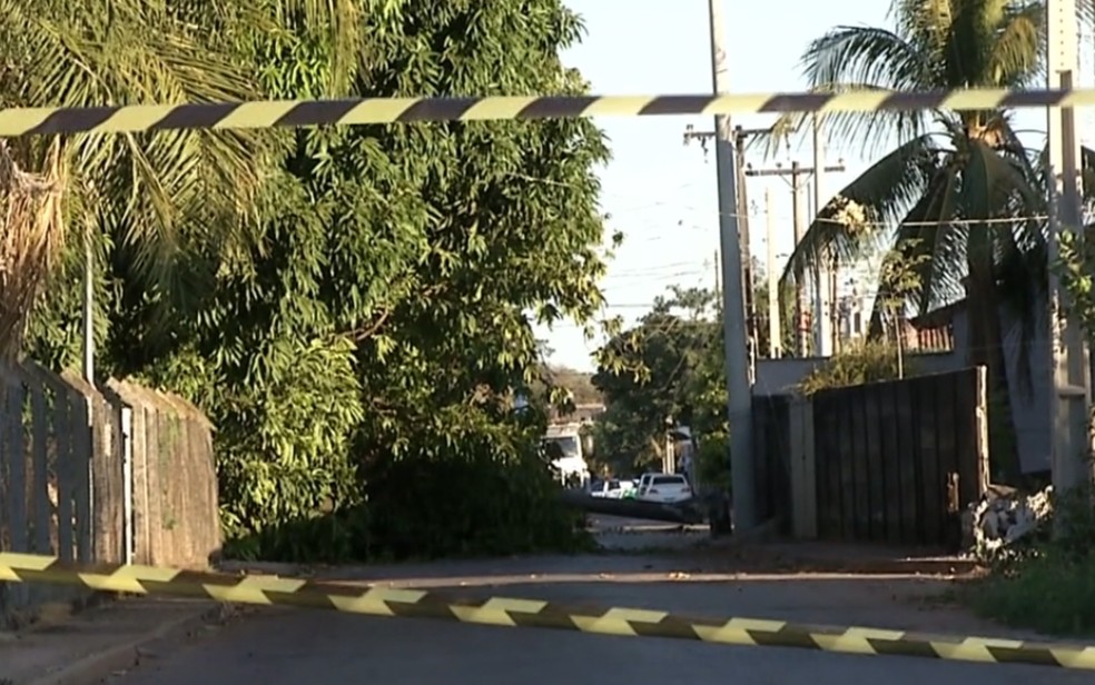 Árvore cai sobre rede elétrica próximo ao Hospital de Campanha de Porangatu — Foto: Reprodução/TV Anhanguera
