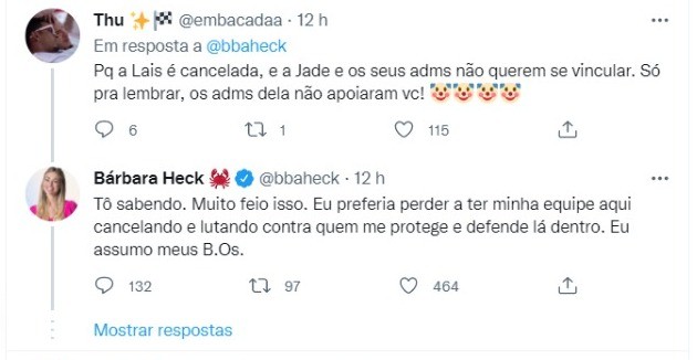 Bárbara Heck crítica postura de adms de Jade Picon ao ignorar amizade de sister com Lais Caldas (Foto: Instagram)