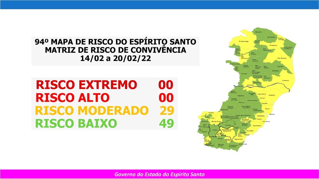 Sobe para 29 o número de cidades em risco moderado para Covid-19 no ES