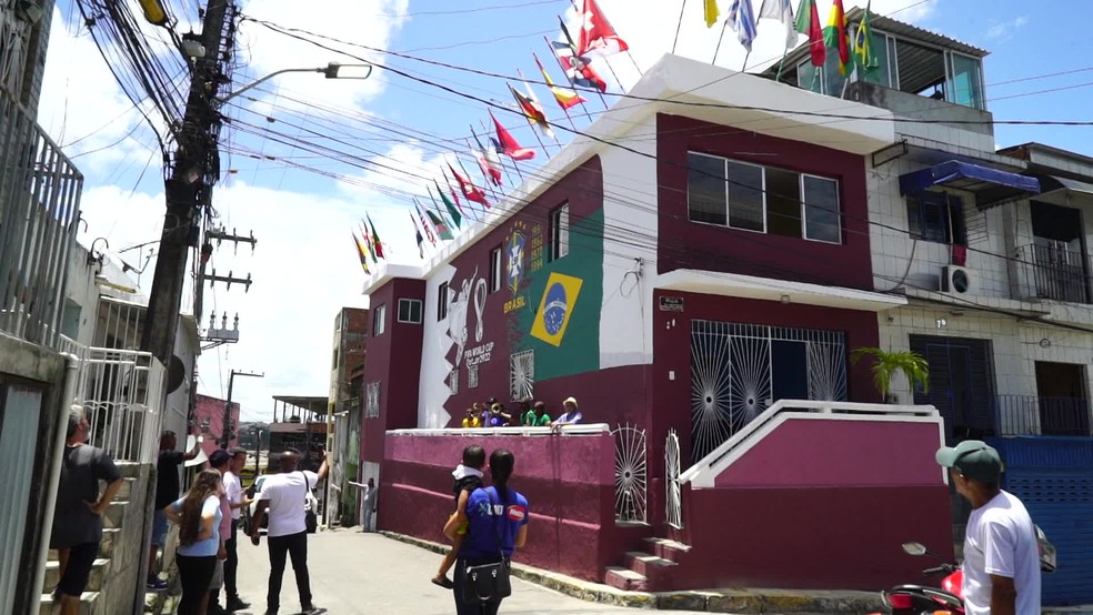 Casa decorada para a Copa do Mundo, no Grande Recife — Foto: Reprodução/TV Globo