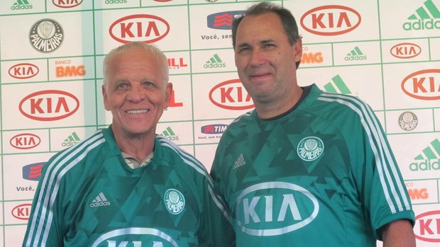 Ademir e Evair apresentação novo uniforme Palmeiras (Foto: Diego Ribeiro / Globoesporte.com)