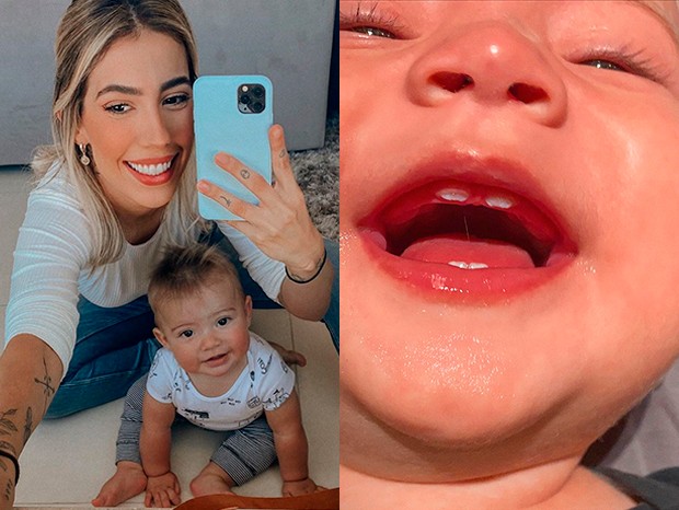 Gabi Brandt mostra o nascimento dos quatro primeiros dentes de Davi (Foto: Reprodução/Instagram)