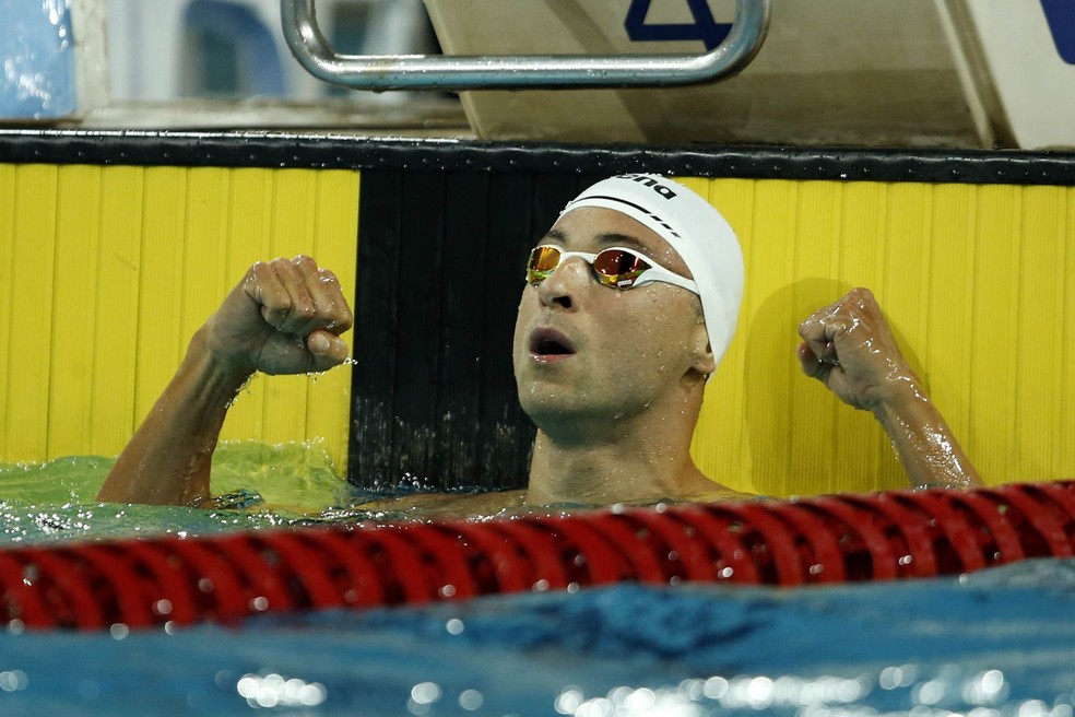 Felipe Lima conquistou a vaga olímpica nos 100m peito na seletiva da natação do Brasil — Foto: Satiro Sodré/SSPress/CBDA