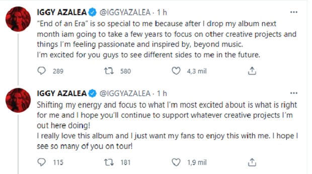 Iggy Azalea vai deixar música (Foto: Reprodução/Twitter)
