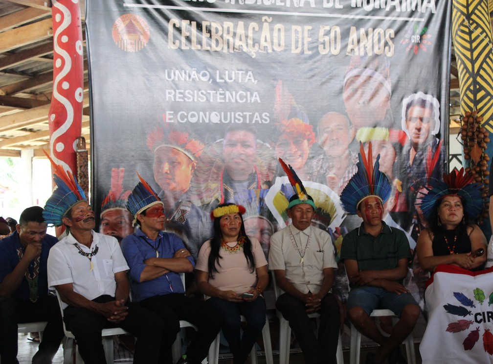 Lideran&ccedil;as que constru&iacute;ram o CIR durante a celebra&ccedil;&atilde;o dos 50 anos &mdash; Foto: Samantha Rufino/g1 RR