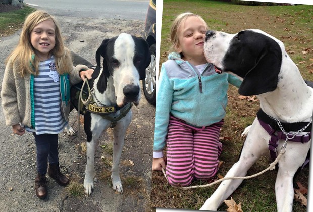 Bella Burton, de 11 anos, aprendeu a andar com a ajuda do cão George (Foto: Reprodução Facebook)