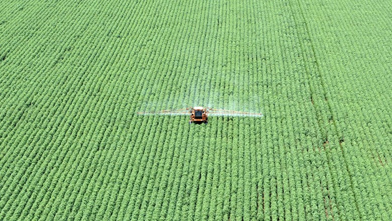 Aplicação de agroquímicos em lavoura de soja em Primavera do Leste (MT) (Foto: REUTERS/Paulo Whitaker)