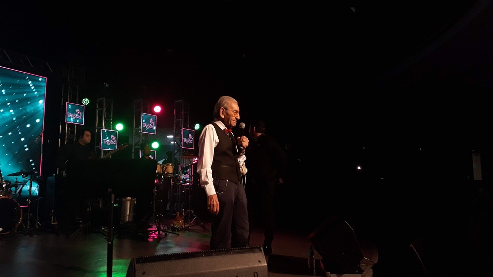 Saul Dreier, de 94 anos, fez participação em um show em São Paulo na terça-feira (13). — Foto: Lara Pinheiro/G1