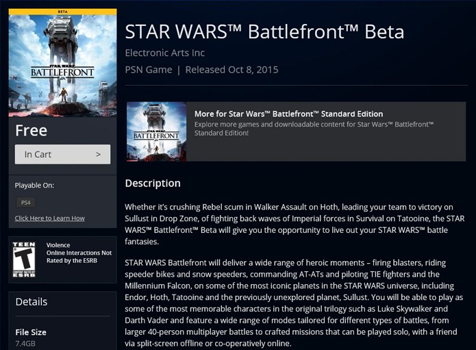 Beta de SW Battlefront na PSN (Foto: Reprodução/André Mello)