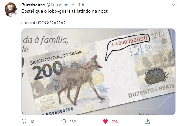 Nova cédula de R$ 200 vira meme nas redes sociais (Foto: Reprodução/Twitter)