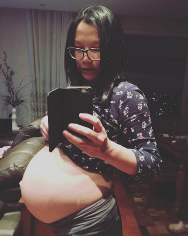 Jiang com o barrigão de 37 semanas (Foto: Reprodução/ Instagram)