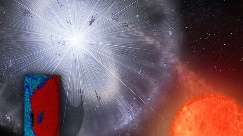 O grão de poeira foi lançado por uma estrela que explodiu antes do nascimento do Sistema Solar — Foto: HEATHER ROPER/UNIVERSITY OF ARIZONA