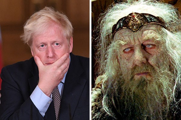 Boris Johnson e o Rei Theoden de O Senhor dos Anéis (Foto: Getty e divulgação)