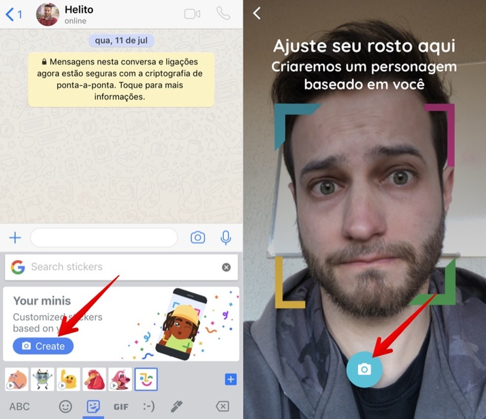 Gboard pede para usuário ajustar o rosto (Foto: Reprodução/Helito Bijora)