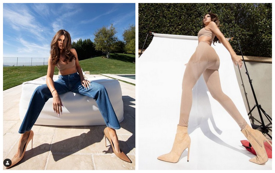 As fotos distorcidas de Khloé Kardashian que foram alvo de piadas nas redes sociais (Foto: Instagram)