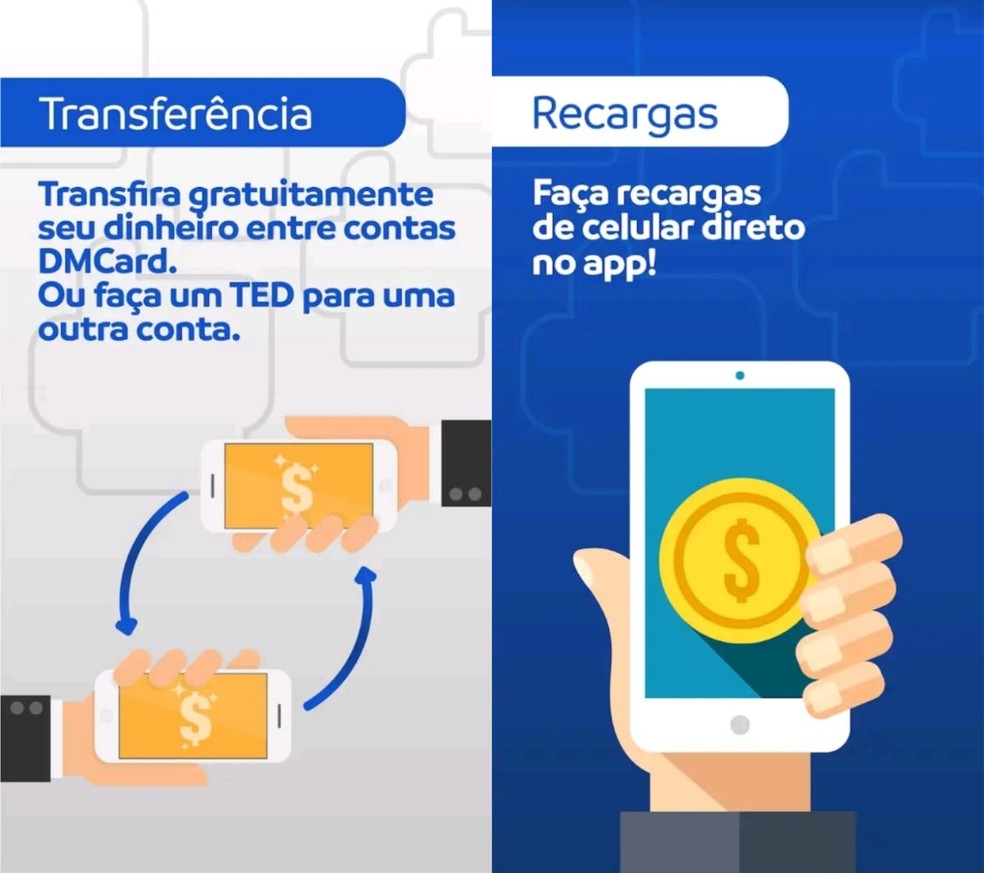 DMConta funciona como qualquer outra conta digital: você pode efetuar transações e pagamentos diretamente pelo app — Foto: Divulgação/DMCard