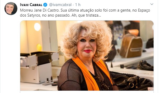 Ivam Cabral lamenta morte de Jane di Castro (Foto: Reprodução Twitter e Reprodução Instagram)