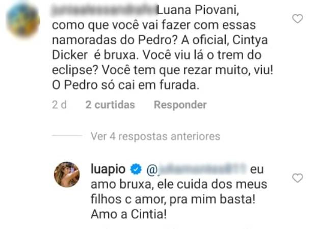 Luana Piovani responde a seguidor (Foto: Reprodução/Instagram)