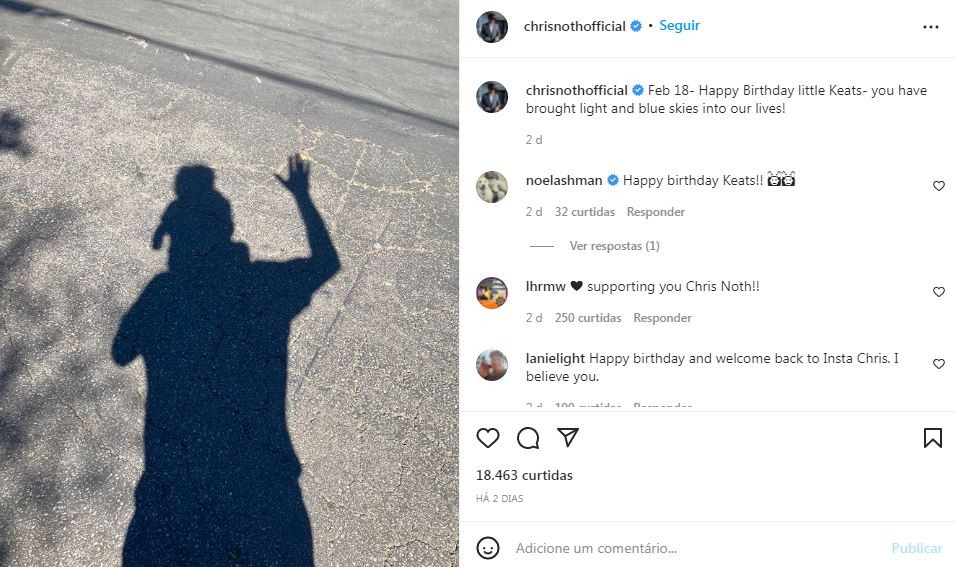 Chris Noth voltou à web depois das acusações de agressão sexual (Foto: Reprodução / Instagram)