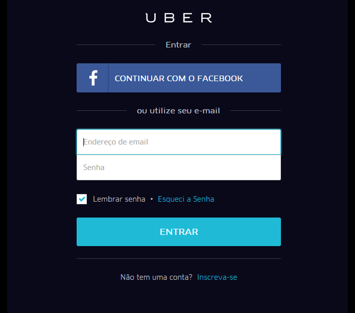Faça login com sua conta do Uber (Foto: Reprodução/Thiago Barros)