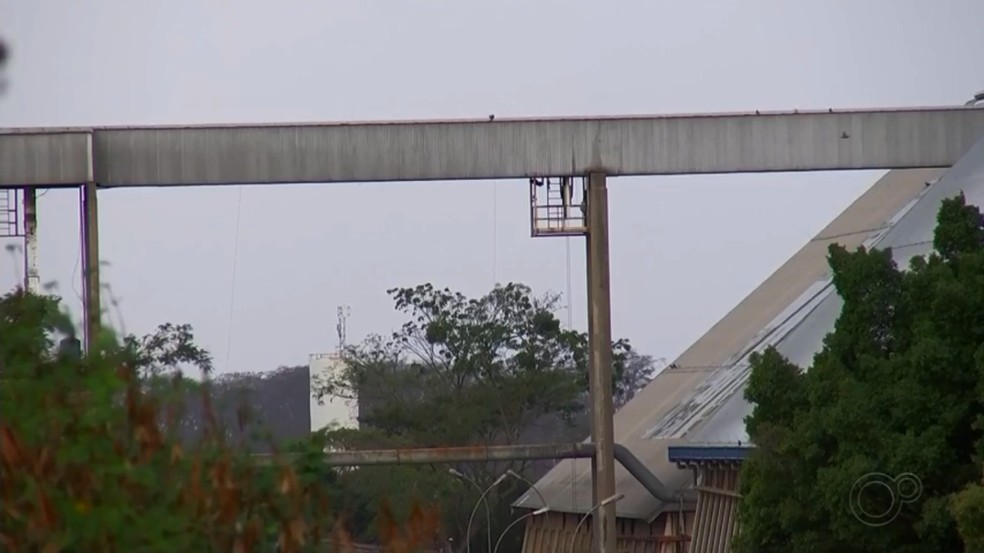 Moradores dizem que 'nuvem de açúcar' é formada por armazém em Santa Adélia  — Foto: Reprodução/TV TEM 