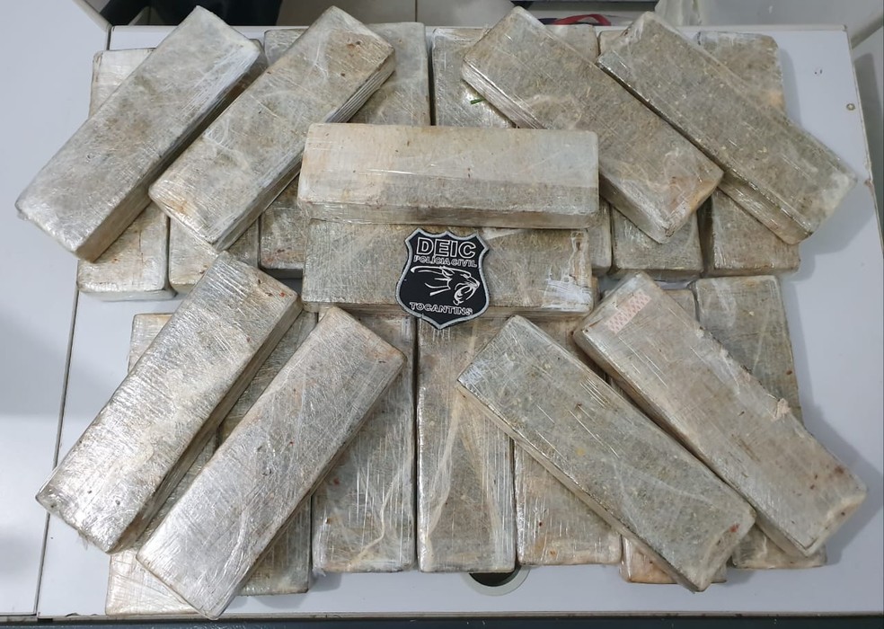 Os 25 tabletes de maconha foram encontrados no carro do suspeito — Foto: Divulgação/Polícia Civil