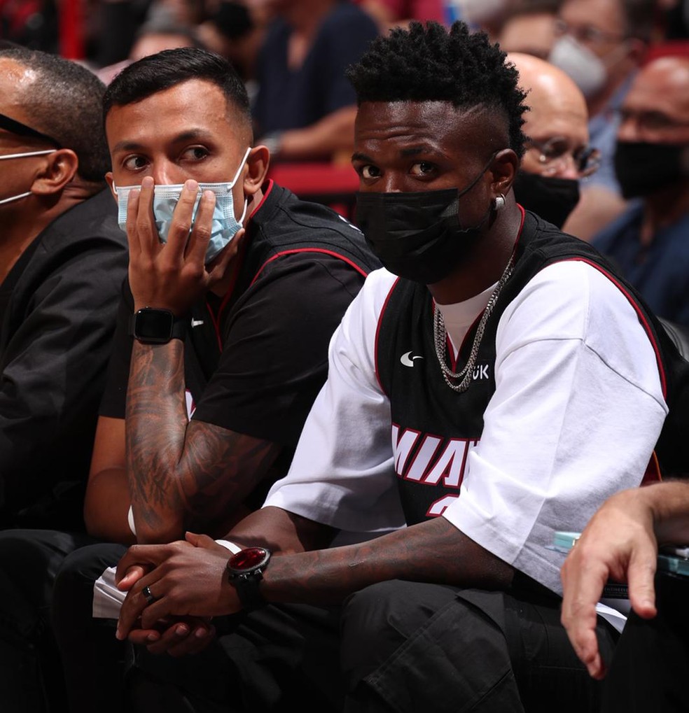 Vini Jr na partida Miami Heat x Detroit Pistons  — Foto: Divulgação/Miami Heat