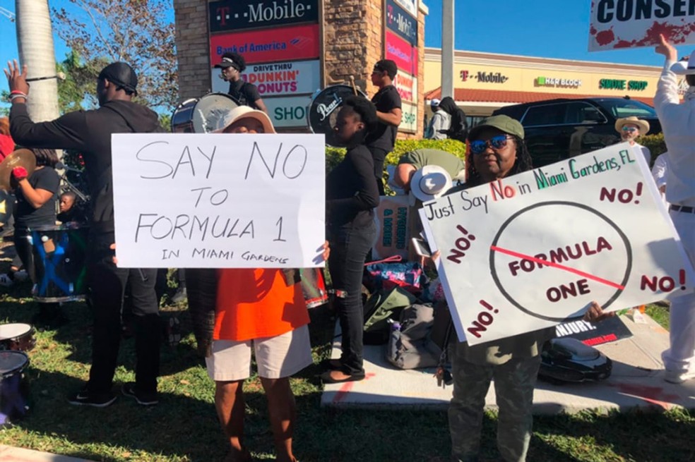 Moradores de Miami protestam contra F1 na cidade — Foto: Reprodução/rede social