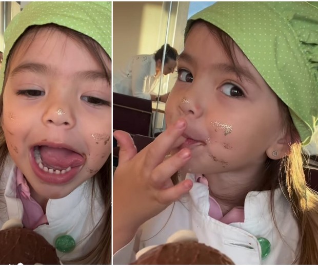 Zoe, filha de Sabrina Sato e Duda Nagle,, saboreia ovo de Páscoa (Foto: Reprodução/Instagram)