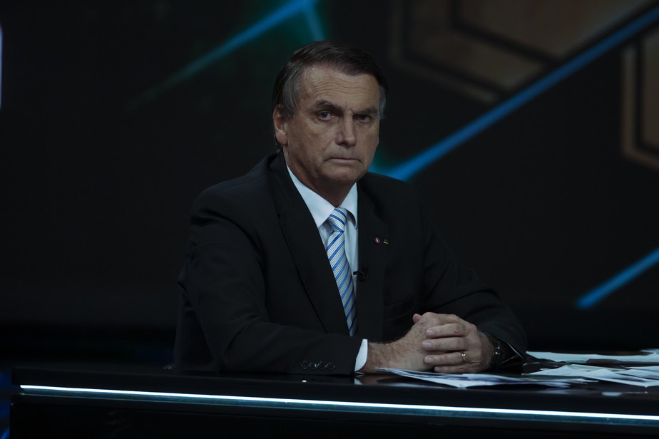 Jair Bolsonaro em sabatina eleitoral nas eleições de 2022