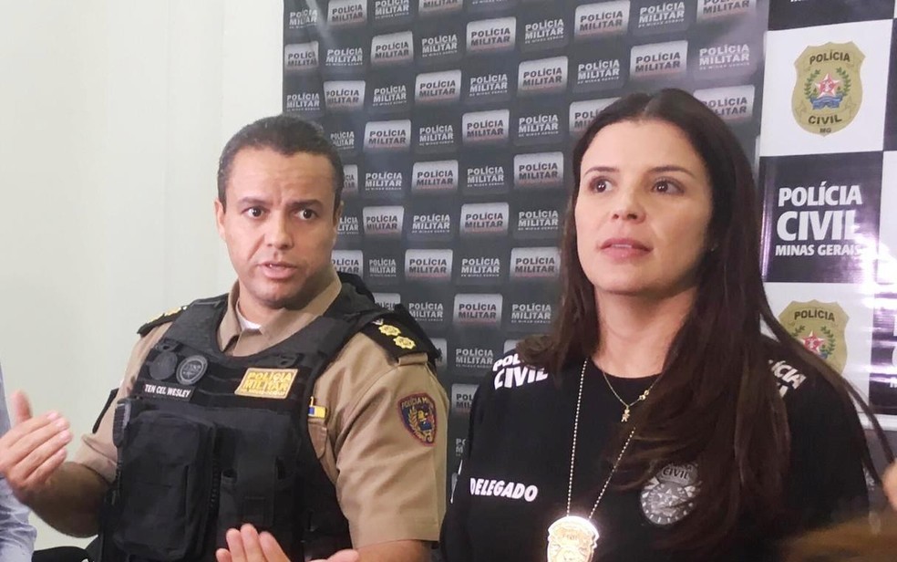 Tenente-coronel Wesley Rodrigues, da PM, e delegada de Polícia Civil, Daniela Novaes, comandaram a operação — Foto: Rodrigo Scapolatempore