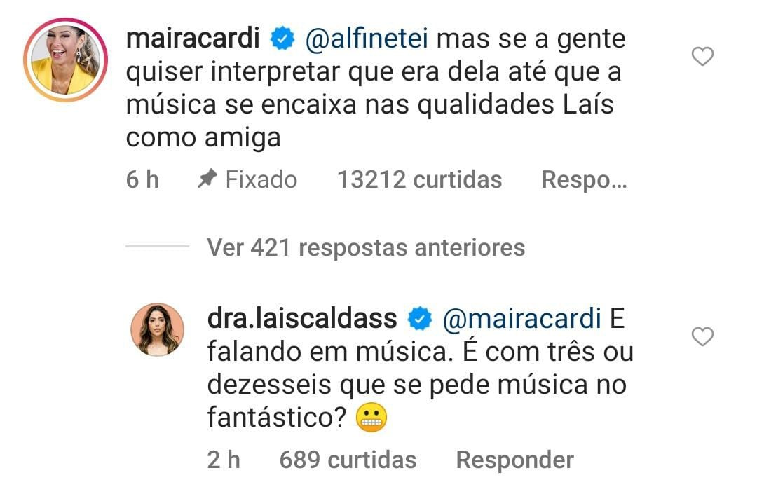 Equipe de Laís alfineta Maíra Cardi ao citar ex-amantes de Arthur (Foto: Reprodução/Instagram)