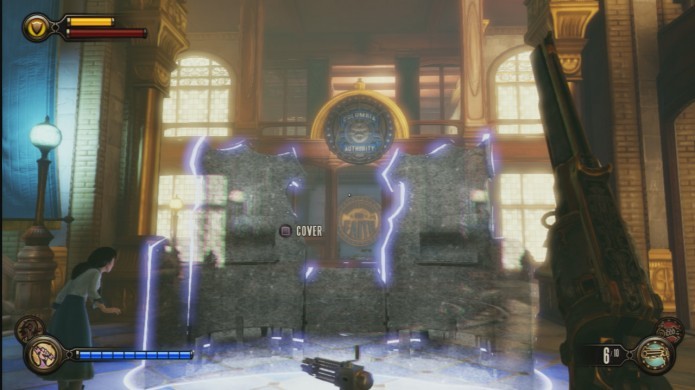 Bioshock Infinite: vire a esquerda no portal de esconderijo para encontrar o Voxophone (Foto: Reprodução/IGN Wiki)