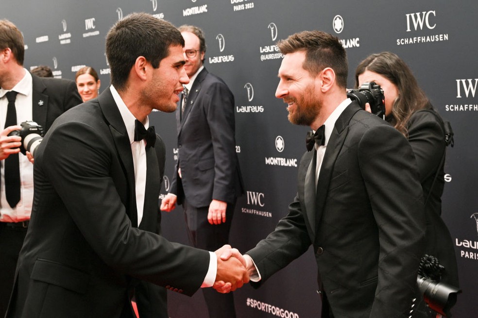 Messi e Alcaraz são premiados no Laureus 2023 — Foto: Stephane Cardinale/Getty Images