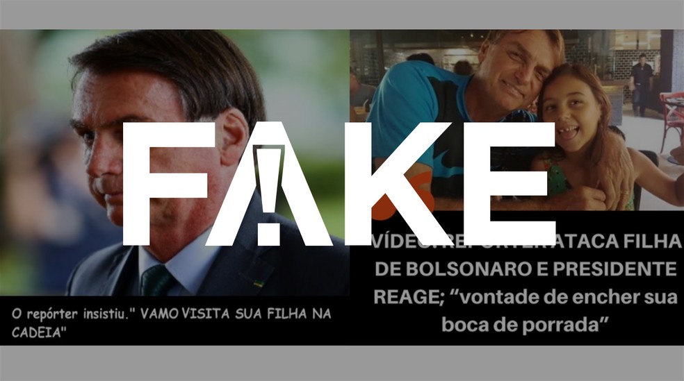 É #FAKE que repórter disse 'Vamos visitar sua filha na cadeia' antes de ser ameaçado por Bolsonaro — Foto: Reprodução