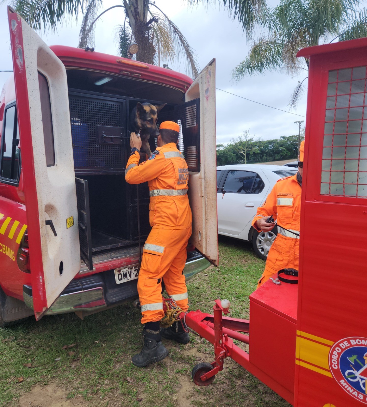 Cães do Corpo de Bombeiros de MG viajam em missão ao Rio Grande do Sul