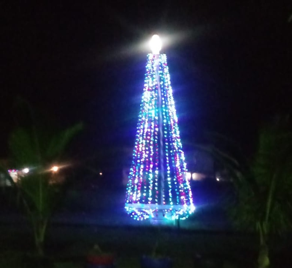 Aposentada monta árvore de Natal com material reciclado e faz festa em rua  de Cabo Frio, no RJ | Região dos Lagos | G1