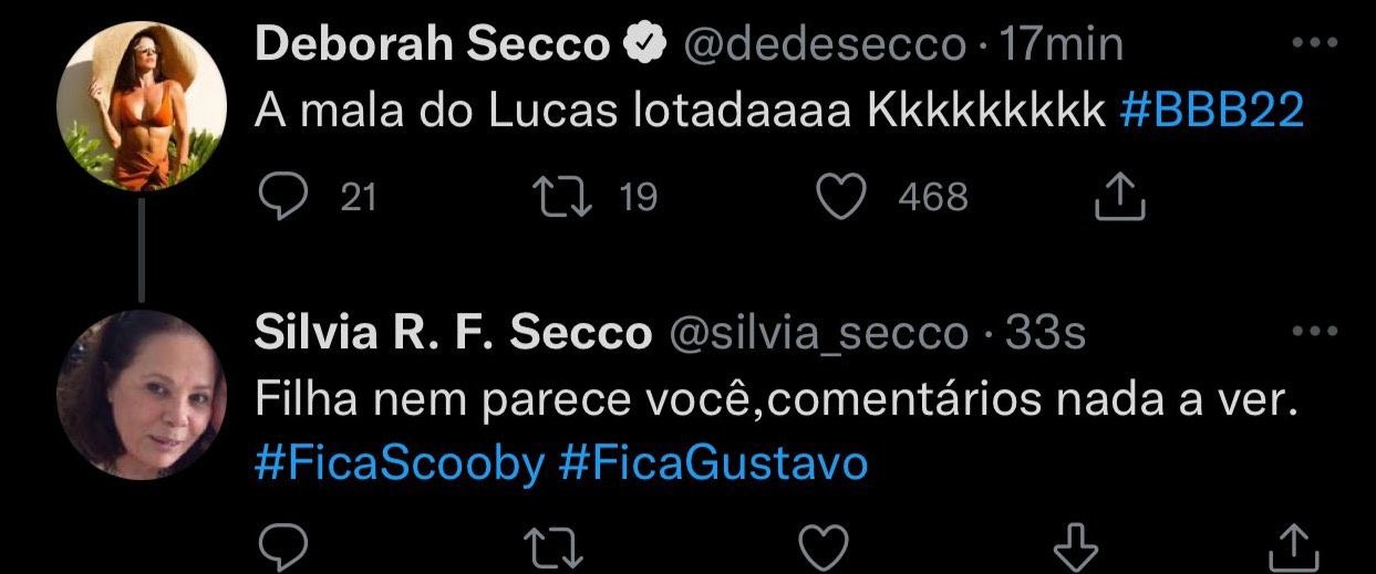 Deborah Secco e a mãe, Silvia, brigam no Twitter por Big Brother Brasil e fãs se divertem com o momento (Foto: Reprodução / Instagram)